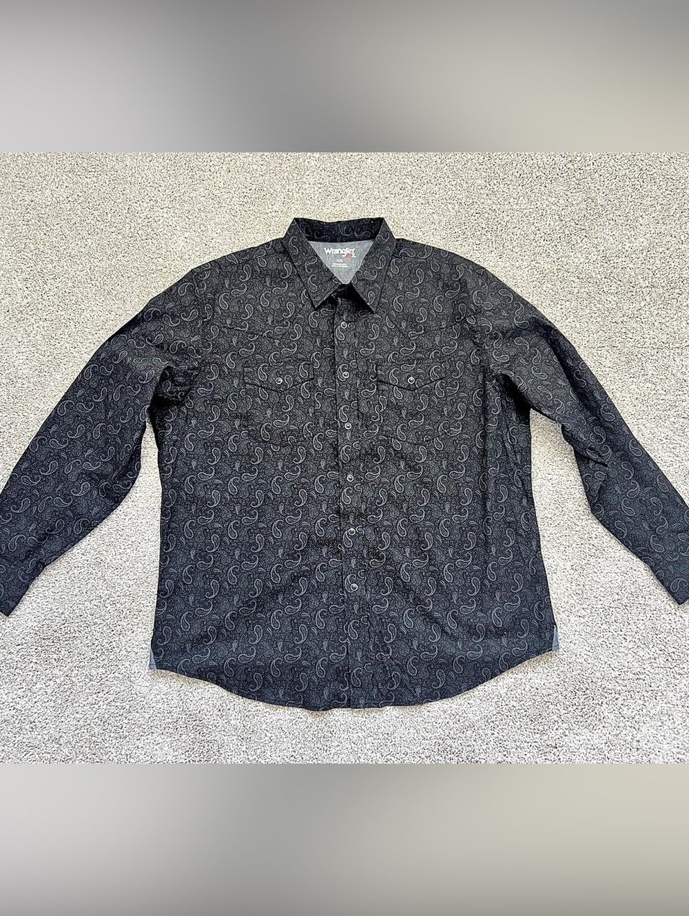Wrangler 20X Competition Advanced Comfort Black Paisley Western Snap Shirt Black